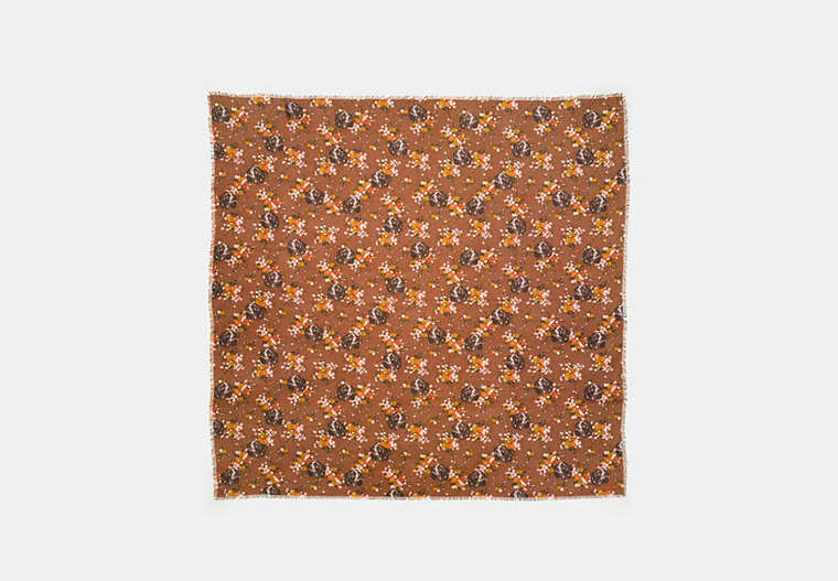 COACH®,DOG FLOWER OVERSIZED SQUARE,Mixed Material,Teak Multi,Front View