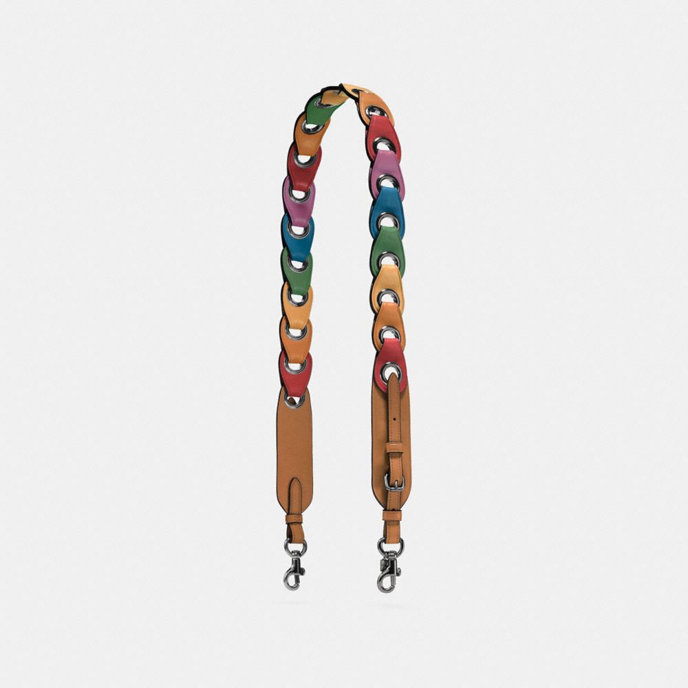 COACH®,NOVELTY STRAP,Leather,Mini,Black Copper/Rainbow,Front View image number 0