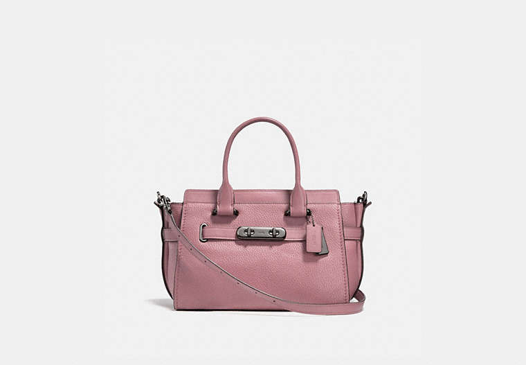 COACH®,COACH SWAGGER 27,Leather,Large,Dark Gunmetal/Dusty Rose,Front View