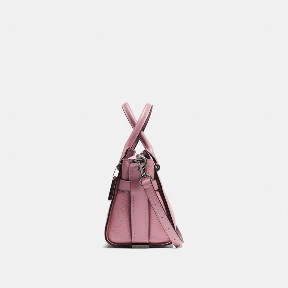 COACH®,COACH SWAGGER 27,Leather,Large,Dark Gunmetal/Dusty Rose,Angle View