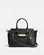 COACH®,COACH SWAGGER 27,Leather,Large,Light Gold/Black,Front View