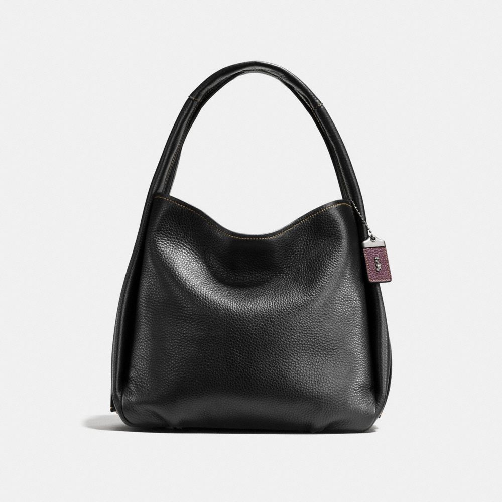 COACH®,BANDIT HOBO,Leather,Large,Black Copper/Black,Front View
