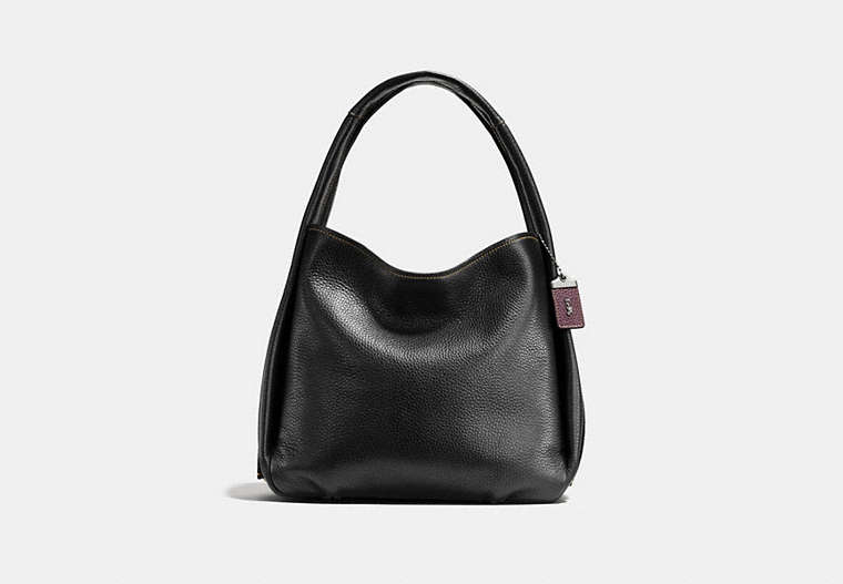 COACH®,BANDIT HOBO,Leather,Large,Black Copper/Black,Front View