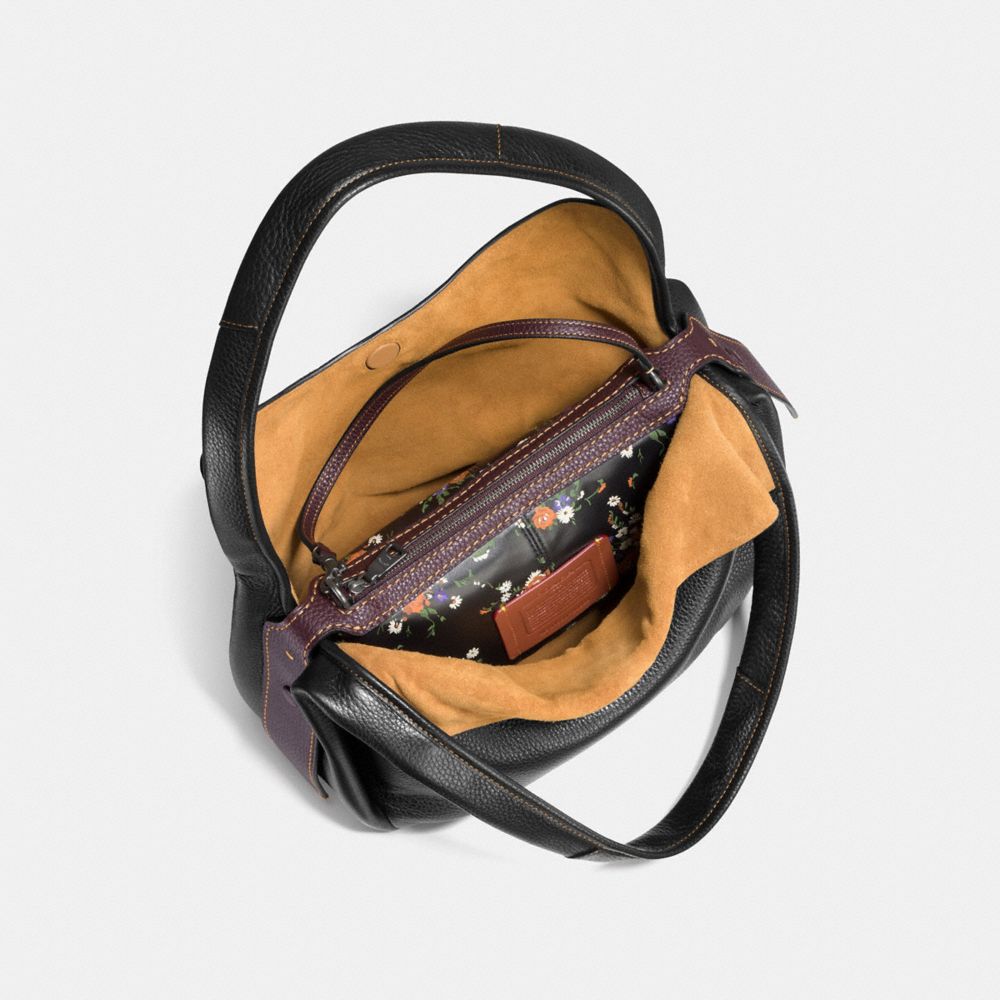 COACH®,BANDIT HOBO,Leather,Large,Black Copper/Black,Inside View,Top View