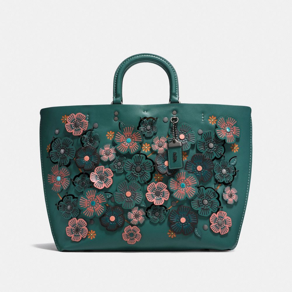 COACH®,Rogue Tote With Linked Tea Rose,,Front View
