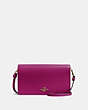 COACH®,HAYDEN FOLDOVER CROSSBODY CLUTCH,Pebbled Leather,Mini,Brass/Hibiscus,Front View