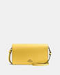 COACH®,HAYDEN FOLDOVER CROSSBODY CLUTCH,Pebbled Leather,Mini,Brass/Sunlight,Front View