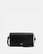 COACH®,HAYDEN FOLDOVER CROSSBODY CLUTCH,Pebbled Leather,Mini,Light Gold/Black,Front View