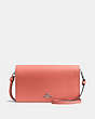 COACH®,HAYDEN FOLDOVER CROSSBODY CLUTCH,Pebbled Leather,Mini,Silver/Bright Coral,Front View