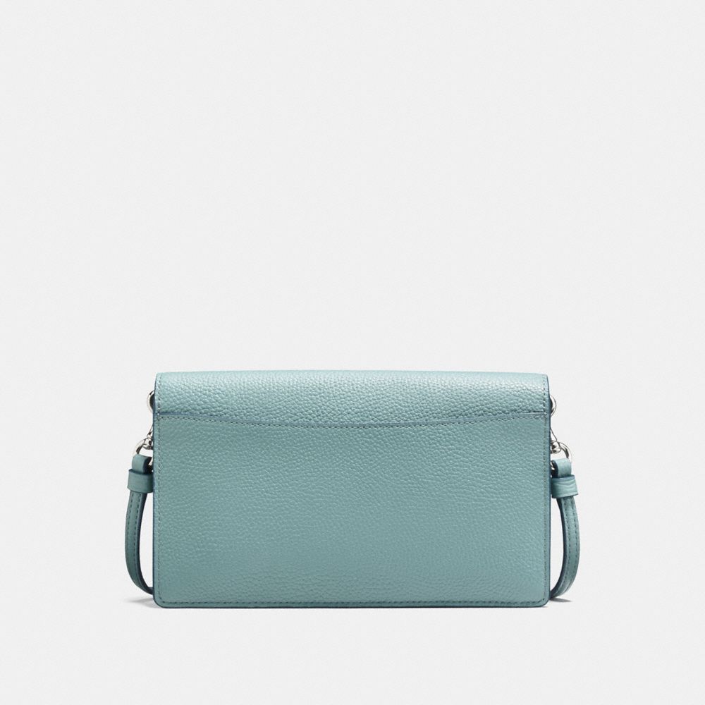 COACH®,HAYDEN FOLDOVER CROSSBODY CLUTCH,Pebbled Leather,Mini,Silver/Cloud,Back View