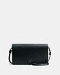 COACH®,HAYDEN FOLDOVER CROSSBODY CLUTCH,Pebbled Leather,Mini,Pewter/Pine Green,Front View