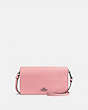COACH®,HAYDEN FOLDOVER CROSSBODY CLUTCH,Pebbled Leather,Mini,Pewter/Vintage Pink,Front View