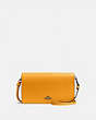 COACH®,HAYDEN FOLDOVER CROSSBODY CLUTCH,Pebbled Leather,Mini,Pewter/Pollen,Front View
