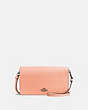 COACH®,HAYDEN FOLDOVER CROSSBODY CLUTCH,Pebbled Leather,Mini,Pewter/Faded Blush,Front View