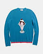 COACH®,SUNDAE INTARSIA SWEATER,cashmere,BLUE,Front View