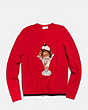 COACH®,SUNDAE INTARSIA SWEATER,cashmere,Red.,Front View