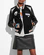 COACH®,SPACE VARSITY JACKET,Mixed Material,Black,Scale View