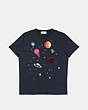 COACH®,PLANET EMBROIDERY T-SHIRT,cotton,Midnight Navy,Scale View