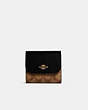 COACH®,SMALL WALLET IN SIGNATURE CANVAS,pvc,Gold/Khaki/Black,Front View
