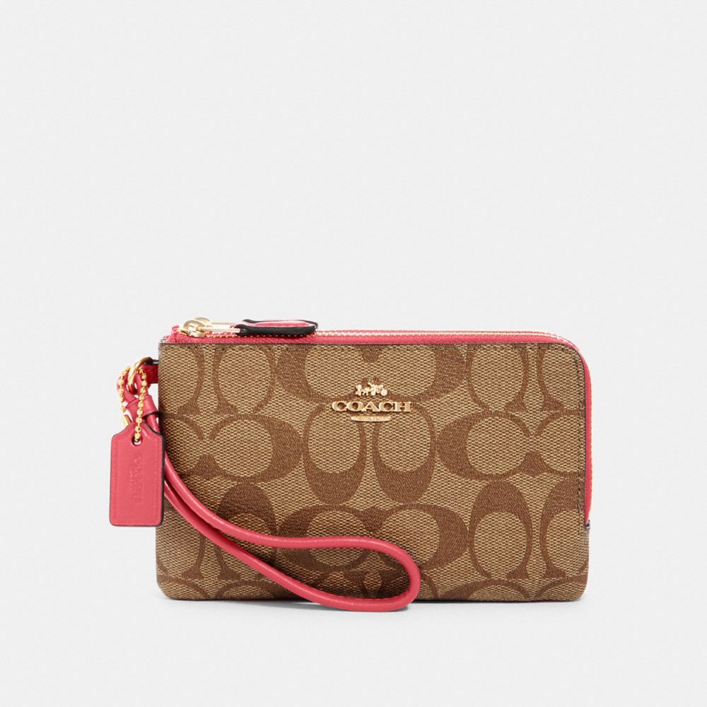 COACH コーチ ダブルファスナー ポーチ財布 リストレット ブラック