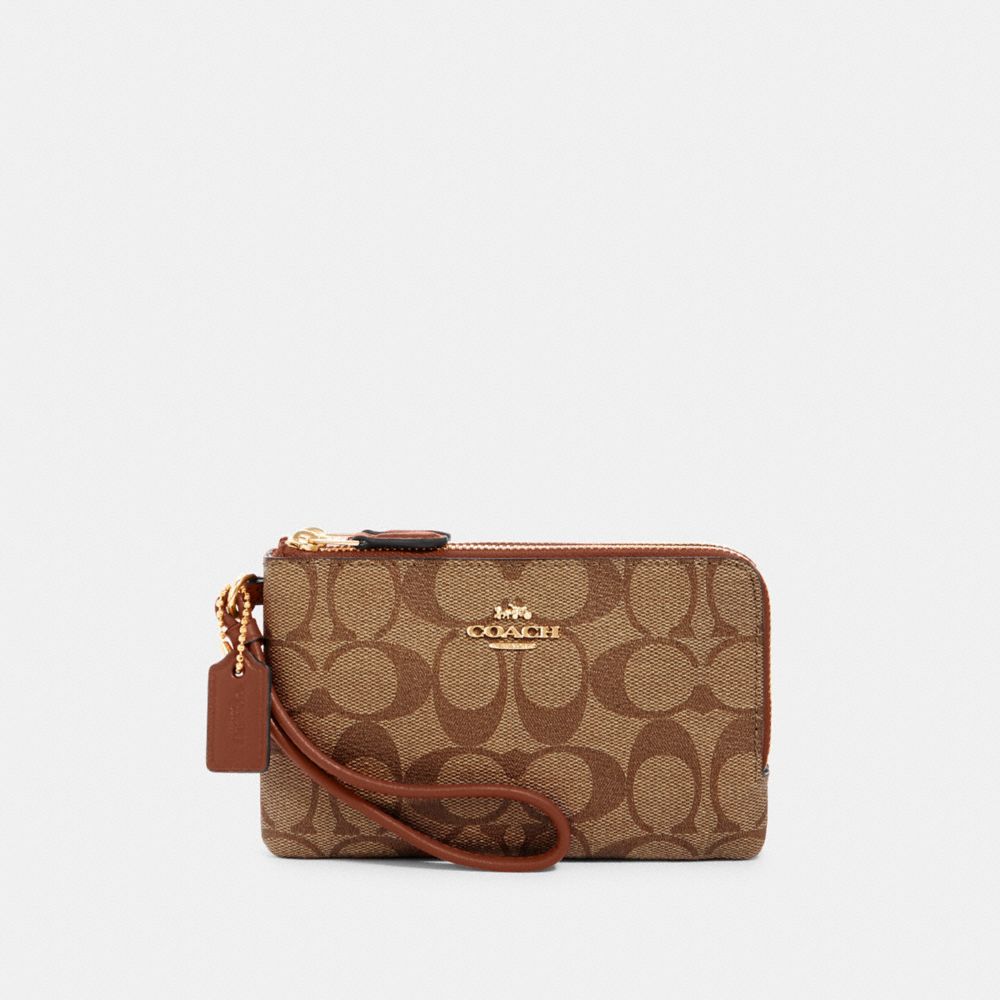 Double Corner Zip Wristlet In Signature Canvas