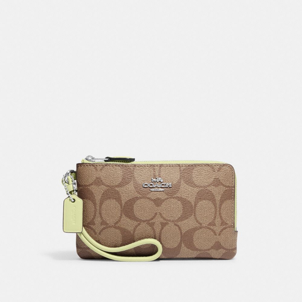 Coach signature pvc double best sale zip wallet