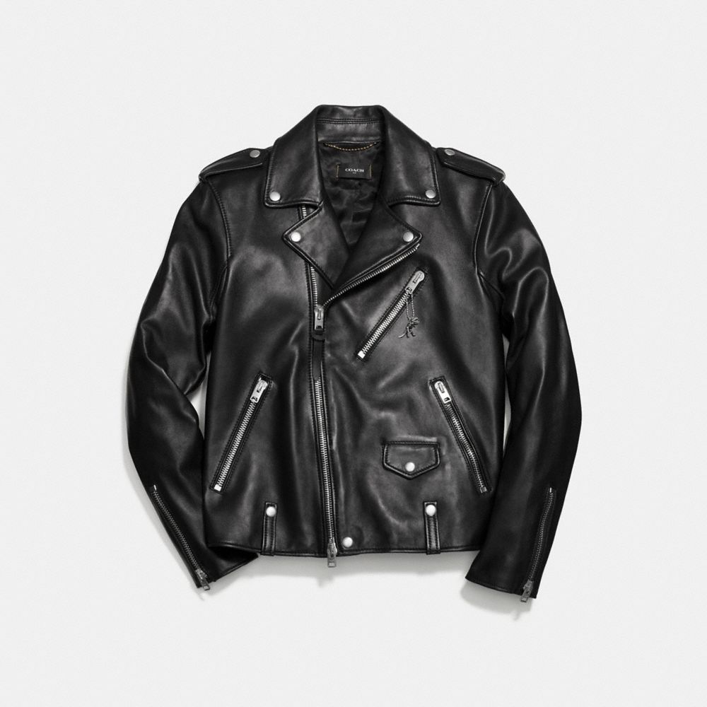 Coach leather moto jacket hotsell