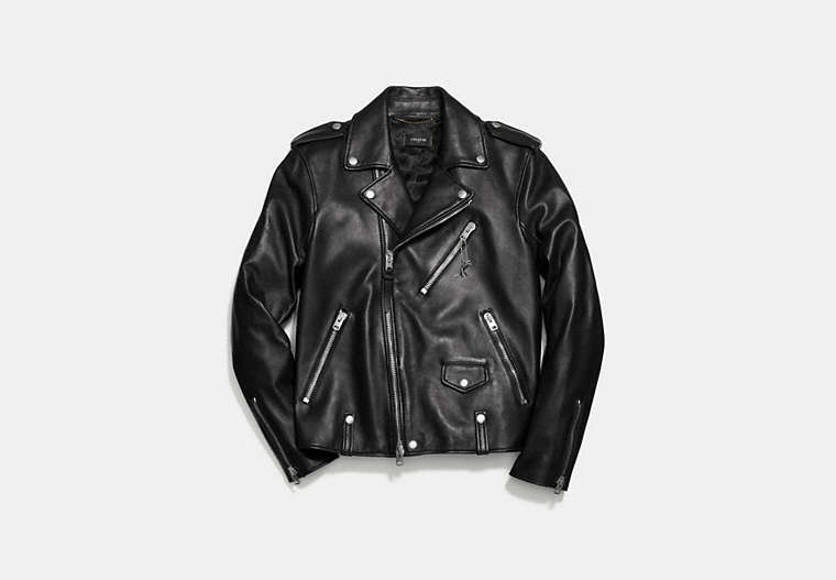 COACH®,MOTO JACKET,Leather,Black,Front View