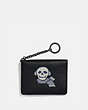 COACH®,KEY RING CARD CASE WITH BONESY,Pebble Leather,Gunmetal/Black,Front View