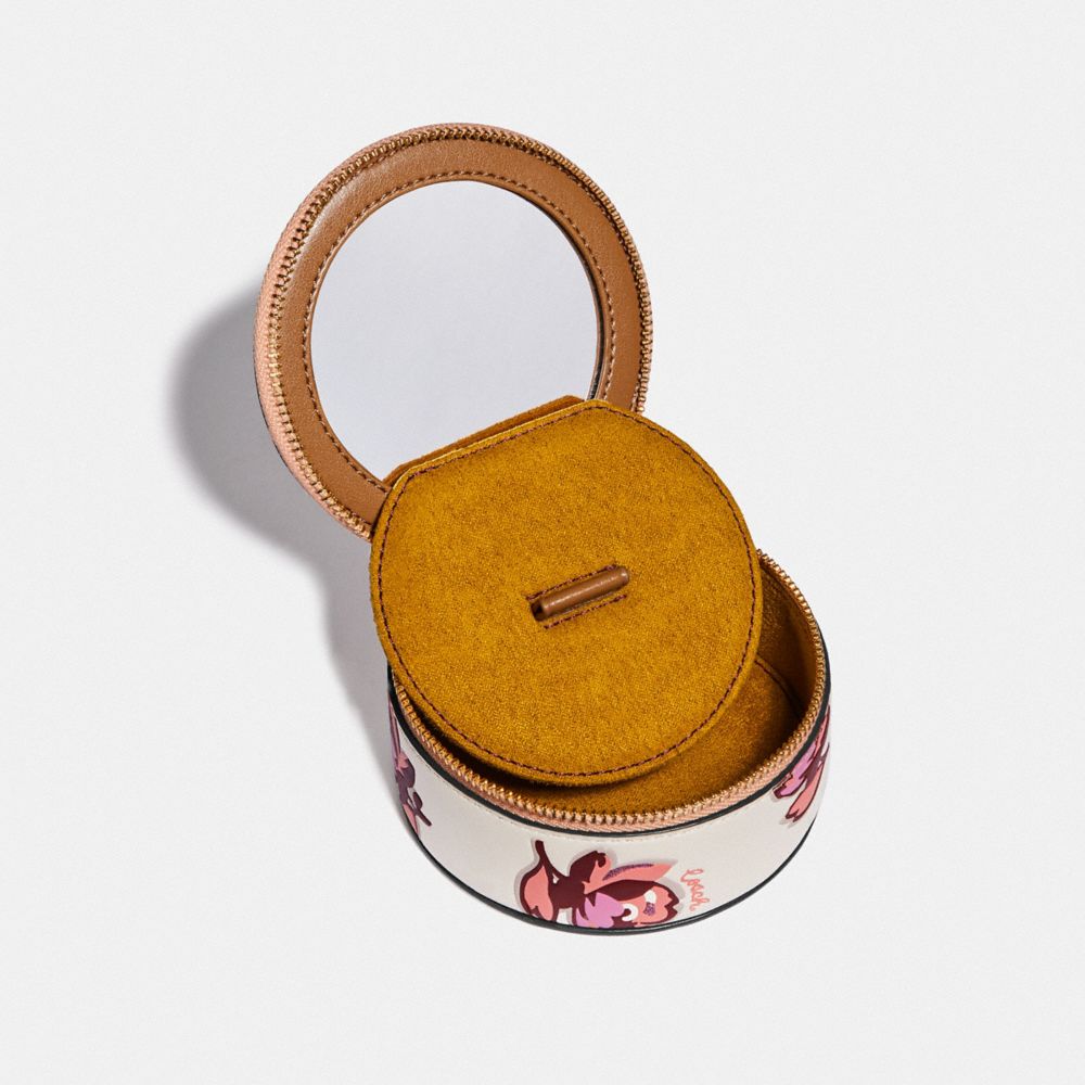 Round Jewelry Case With Floral Print