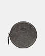 COACH®,ROUND COIN CASE,Leather,Gunmetal/Metallic Graphite,Front View
