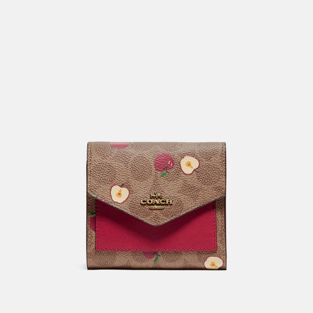 COACH Small Wallet In Signature Canvas With Scattered Apple Print