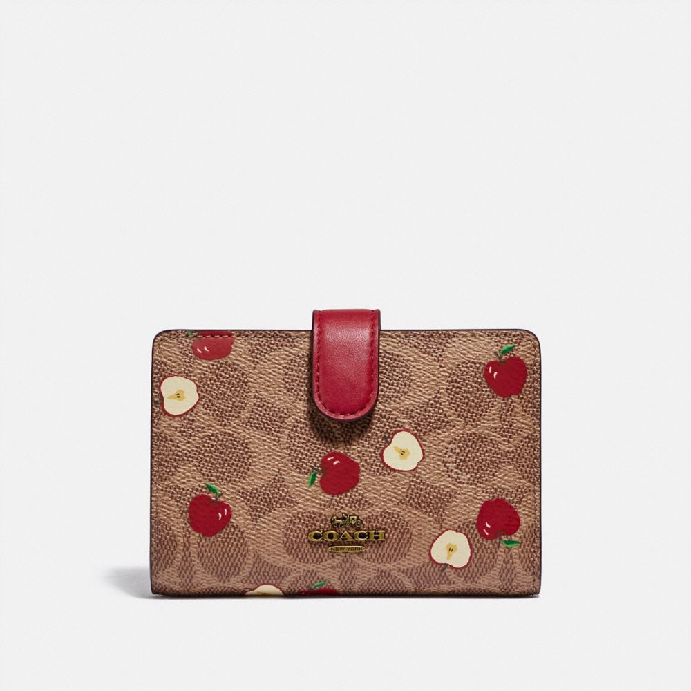 NEW Coach Medium Id Zip 2024 Leather Wallet in Red Apple