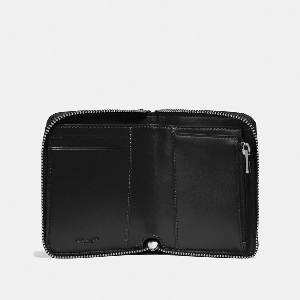 Petit portefeuille carré à zip-contour en cuir Signature