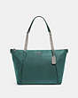 COACH®,AVA CHAIN TOTE,Pebbled Leather,Silver/Dark Turquoise,Front View