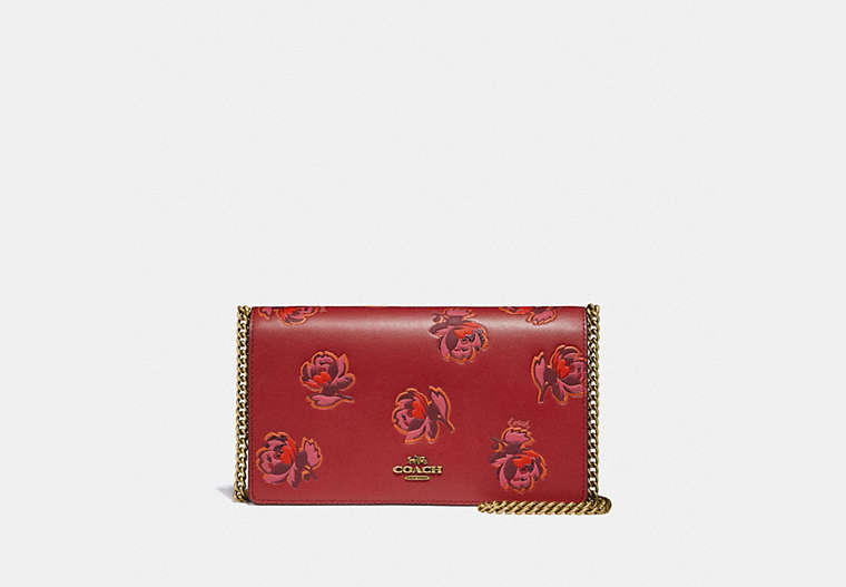 Callie Foldover Chain Clutch With Floral Print