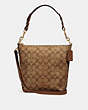 COACH®,MINI ABBY DUFFLE IN SIGNATURE CANVAS,Leather,Gold/Khaki Saddle 2,Front View