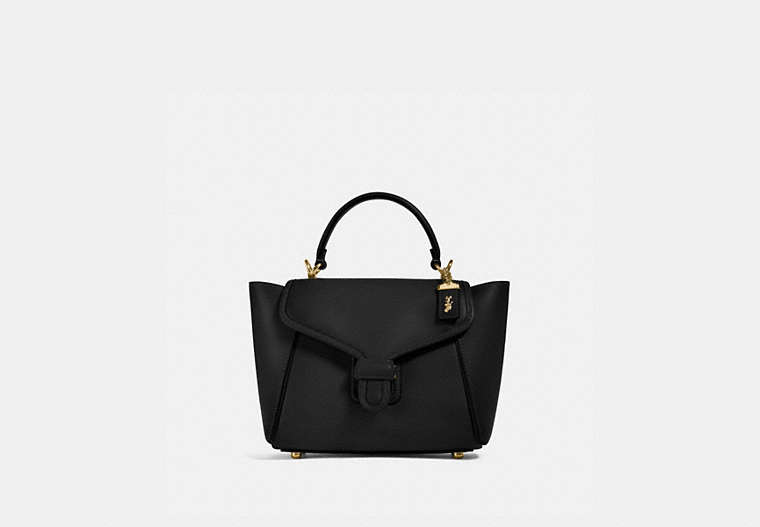 COACH®,COURIER CARRYALL 23,Leather,Medium,Brass/Black,Front View