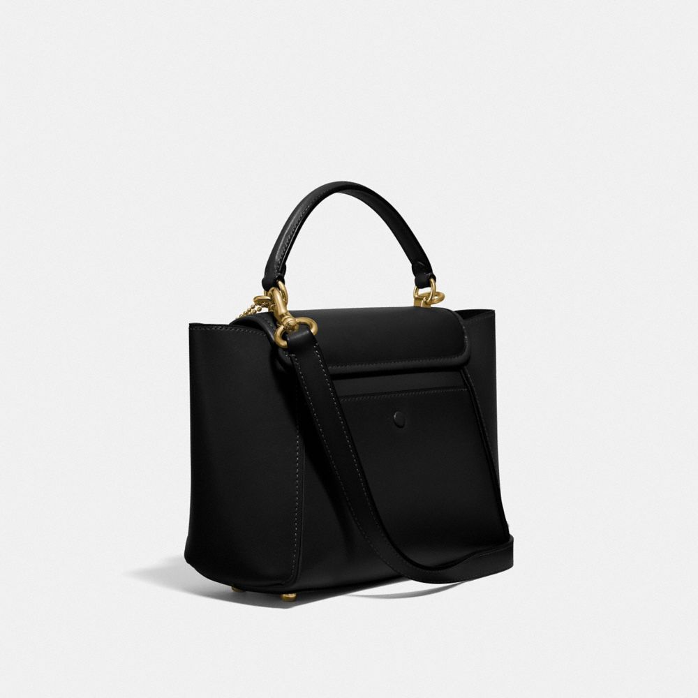 COACH®,COURIER CARRYALL 23,Leather,Medium,Brass/Black,Angle View