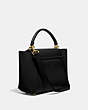 COACH®,COURIER CARRYALL 23,Leather,Medium,Brass/Black,Angle View