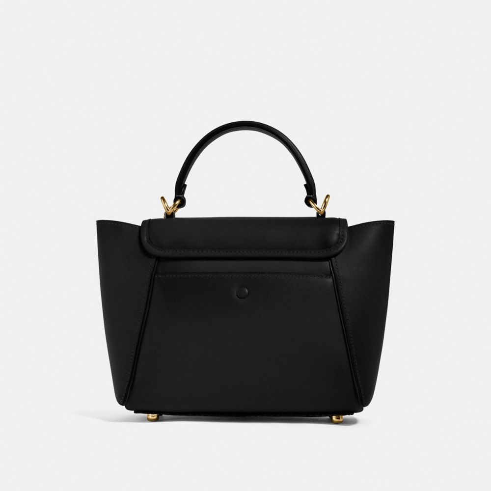 COACH®,COURIER CARRYALL 23,Leather,Medium,Brass/Black,Back View