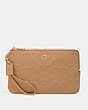 COACH®,DOUBLE ZIP WALLET IN SIGNATURE LEATHER,Gold/Taupe,Front View