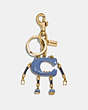 COACH®,SIGNATURE MONSTER BAG CHARM,Leather/Brass/Resin,Brass/BLUE,Front View