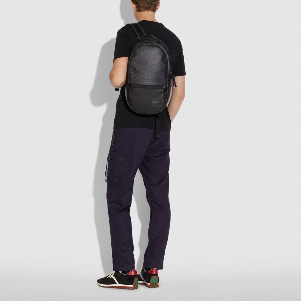 Coach Signature Canvas With Coach Patch Pacer Backpack 