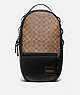 COACH®,PACER BACKPACK IN SIGNATURE CANVAS WITH COACH PATCH,Leather,Large,Black Copper/Khaki,Front View