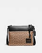 COACH®,PACER CROSSBODY IN SIGNATURE CANVAS WITH COACH PATCH,Leather,Black Copper/Khaki,Front View