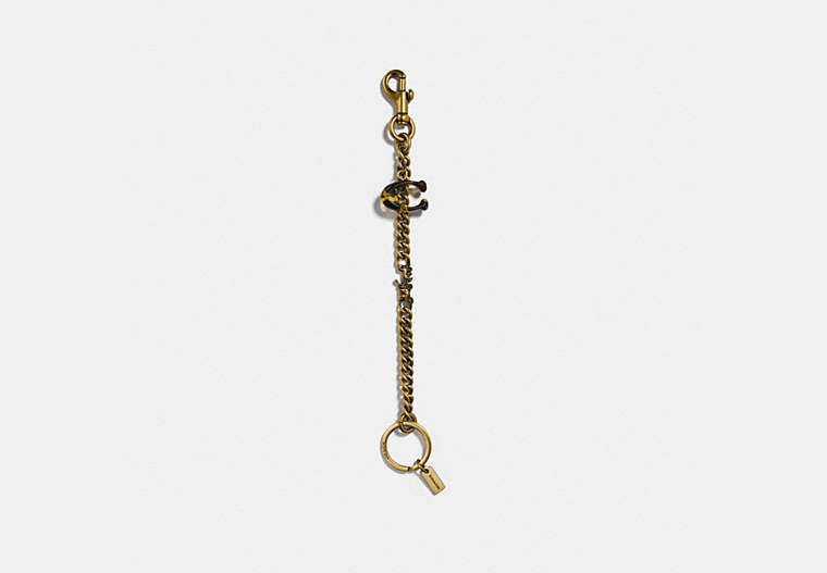 COACH®,MULTI ICON SWAG BAG CHARM,mixedmaterial,Brass/Wine,Front View