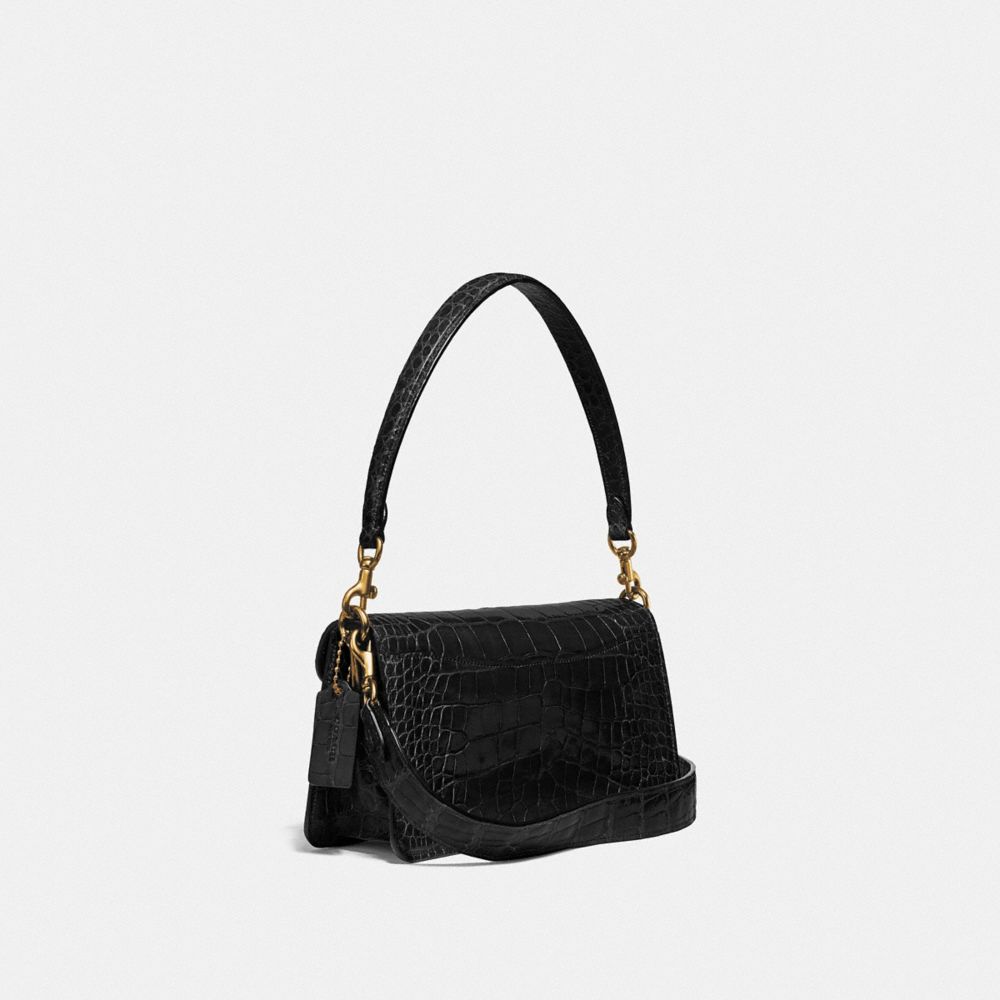 COACH®,TABBY SHOULDER BAG 26 IN ALLIGATOR,Exotic,Medium,Brass/Black,Angle View