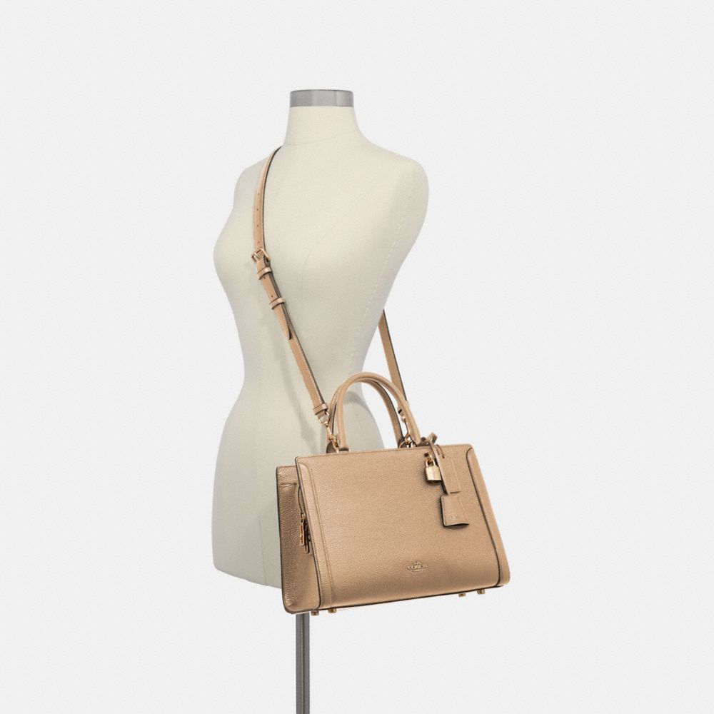 COACH®,ZOE CARRYALL,Leather,Gold/Taupe,Alternate View