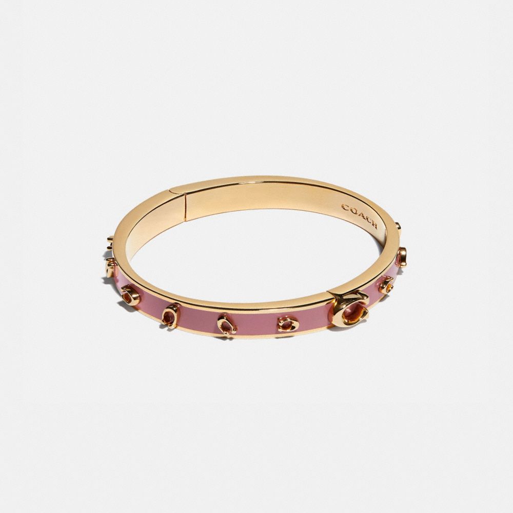 COACH®,PEGGED SIGNATURE BANGLE,Metal,Gold/Rose,Front View